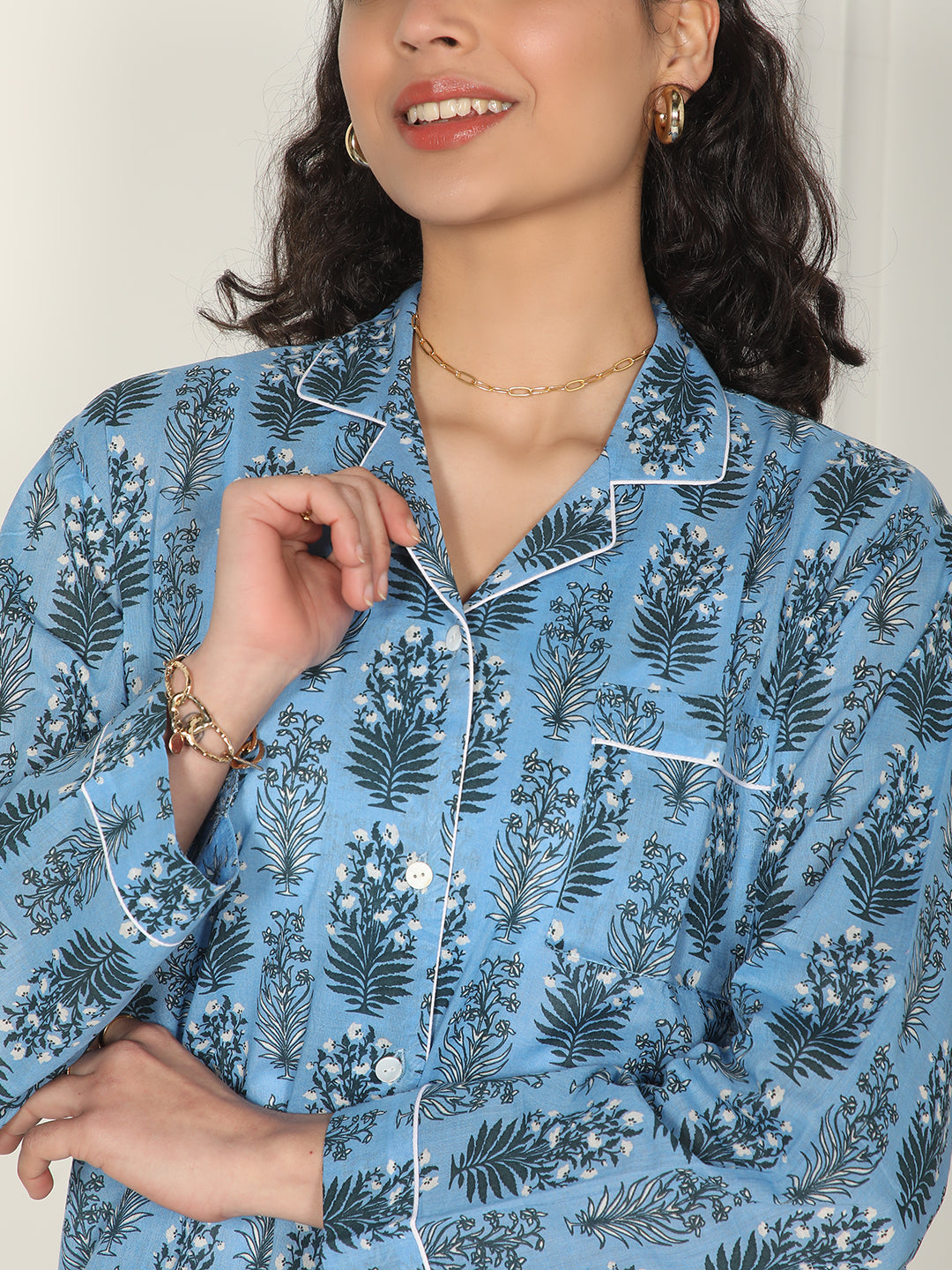 Ocean breeze set - Blue printed cotton loungewear set