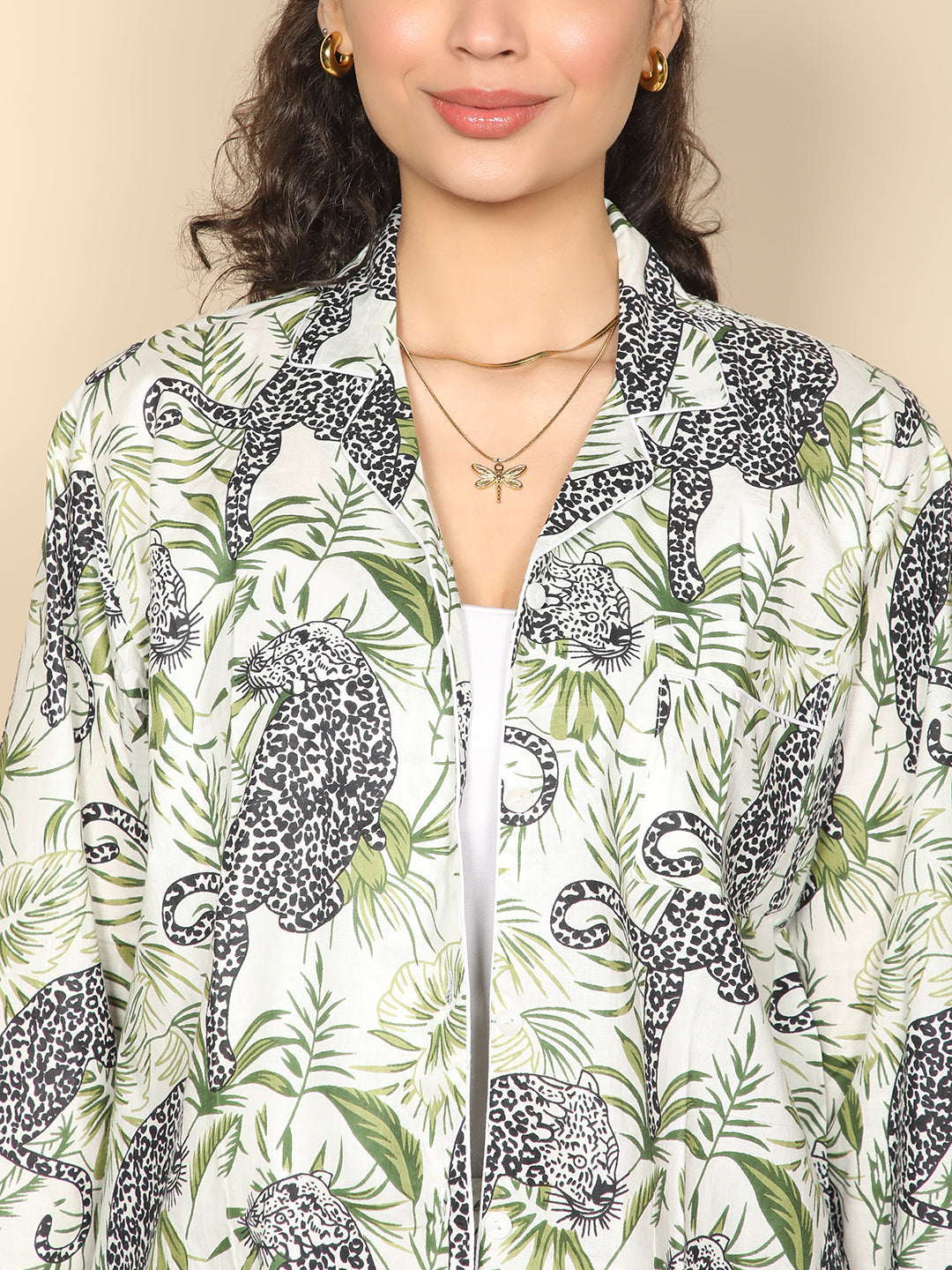 Leopard print tropical loungewear set
