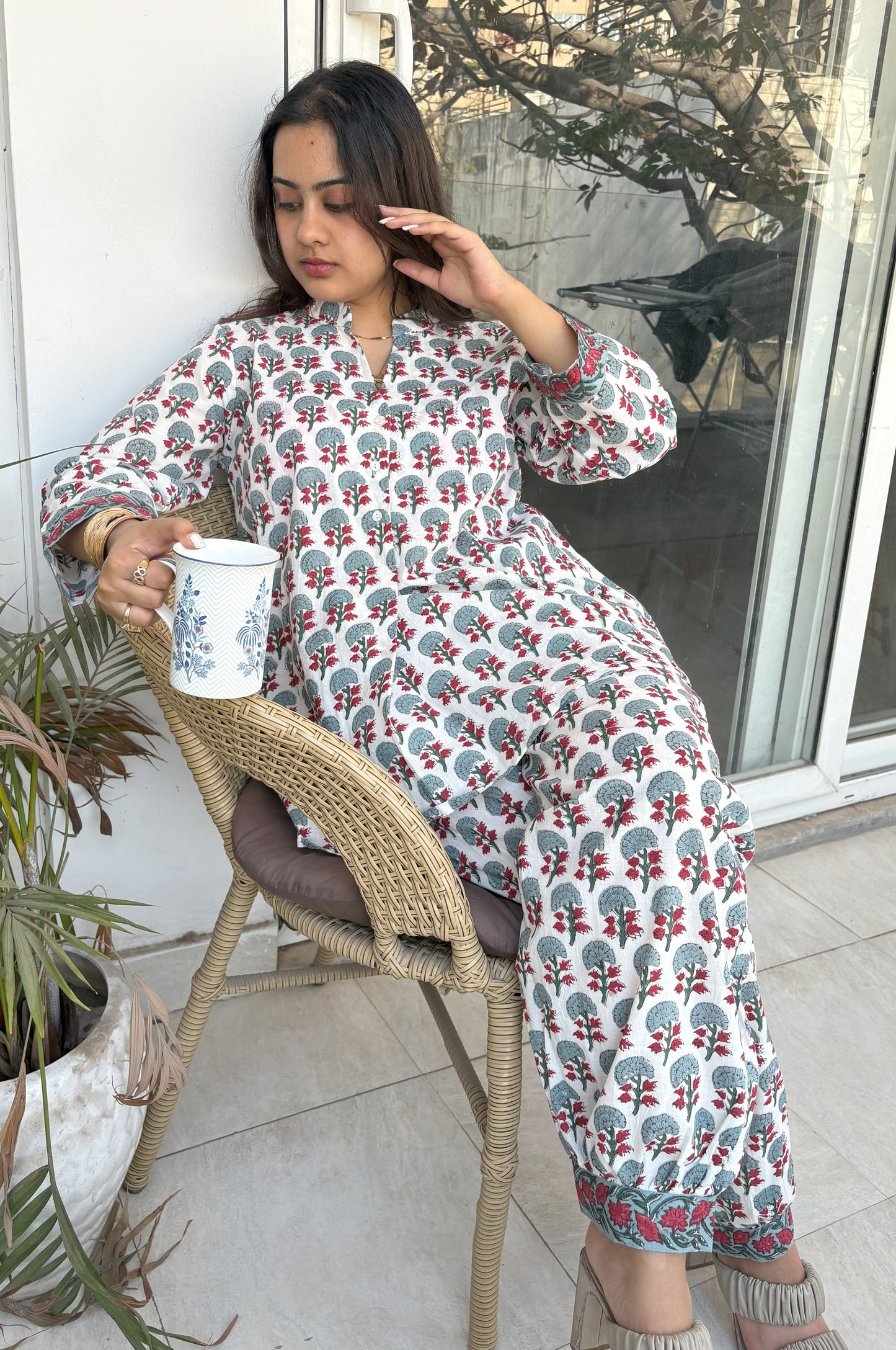 Morning Bliss set - Hand block printed lounge set