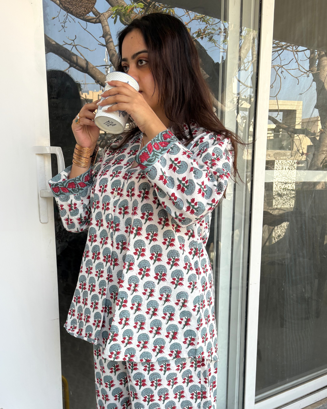 Morning Bliss set - Hand block printed lounge set