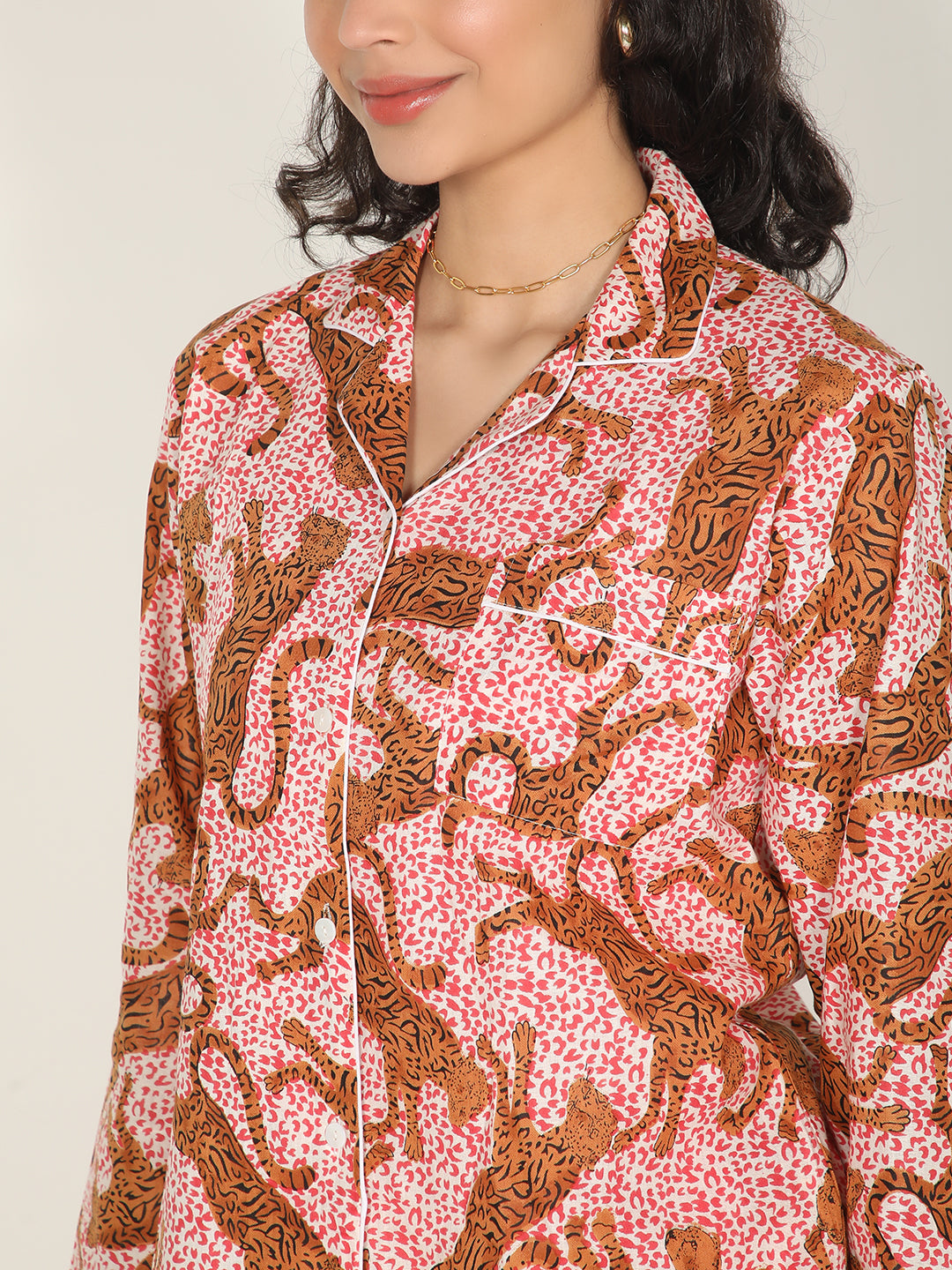 Cheetah printed cotton loungewear set
