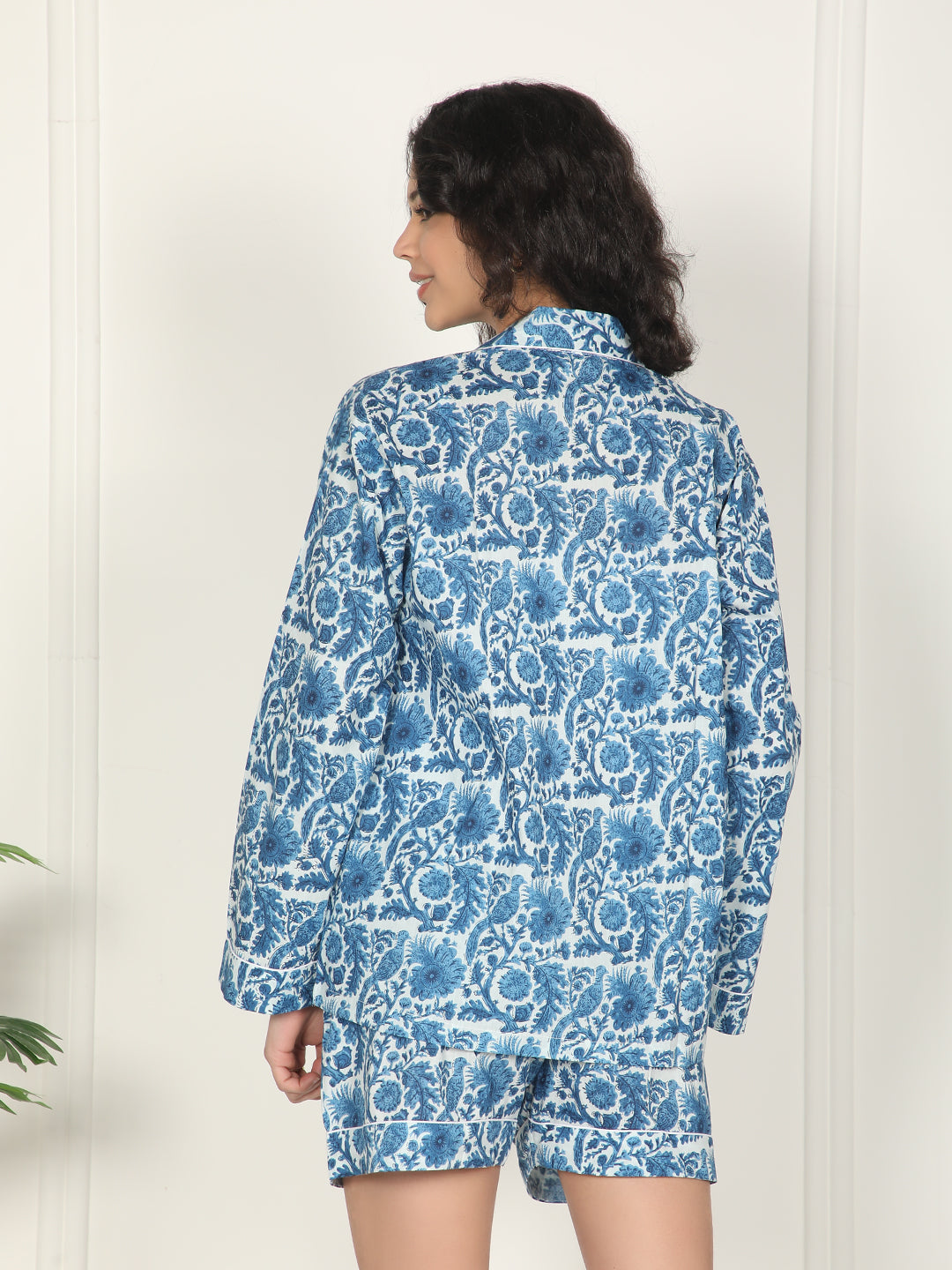 Indigo Bloom set : Blue floral printed cotton loungewear set