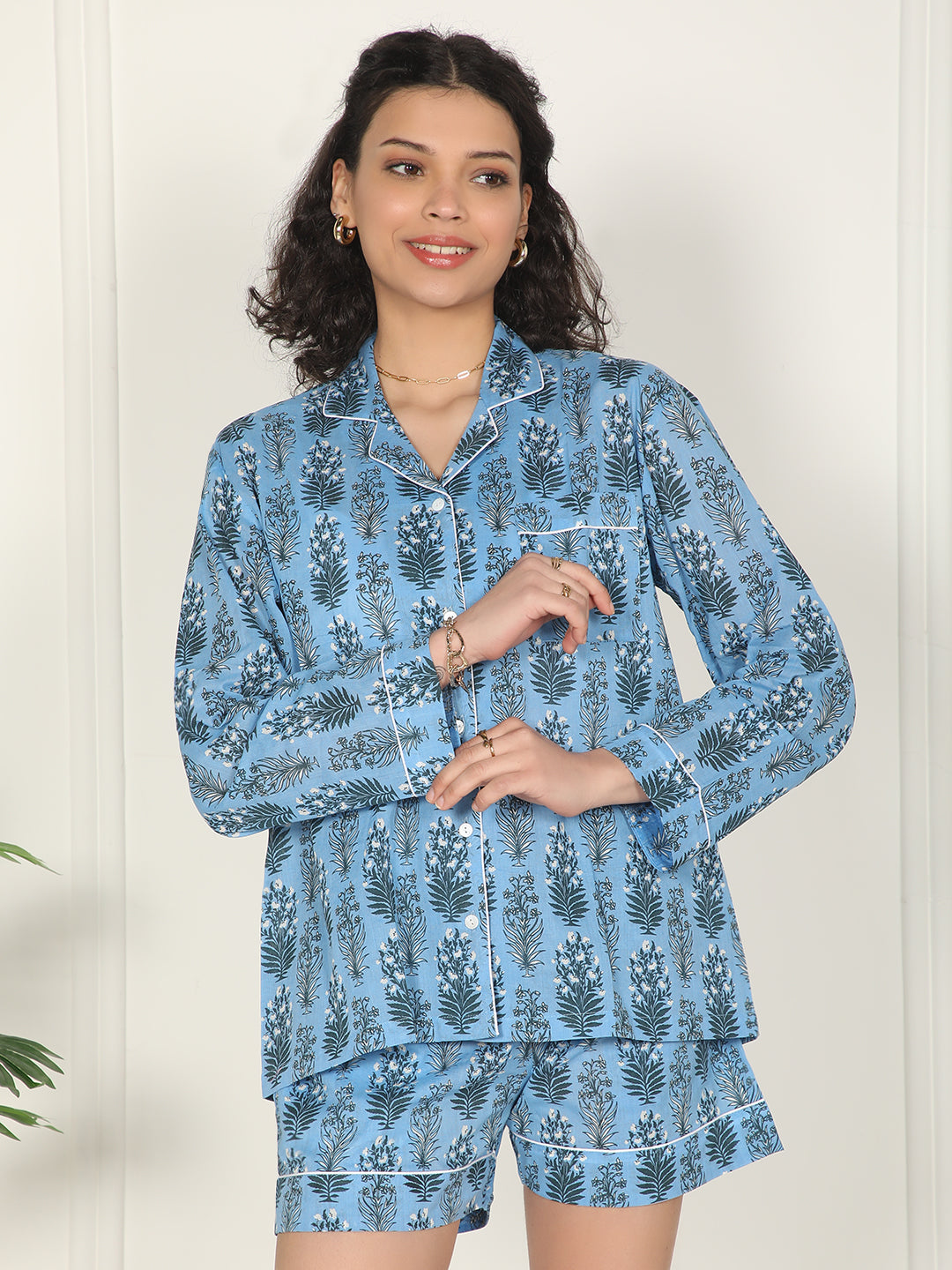 Ocean breeze set - Blue printed cotton loungewear set