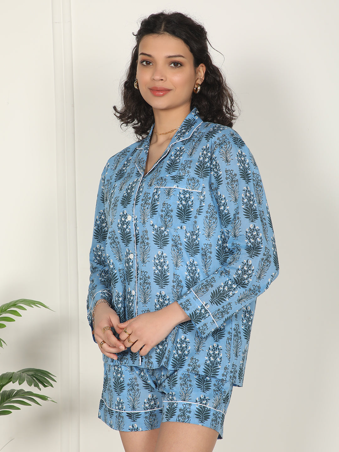 Ocean breeze set - Blue printed cotton loungewear set