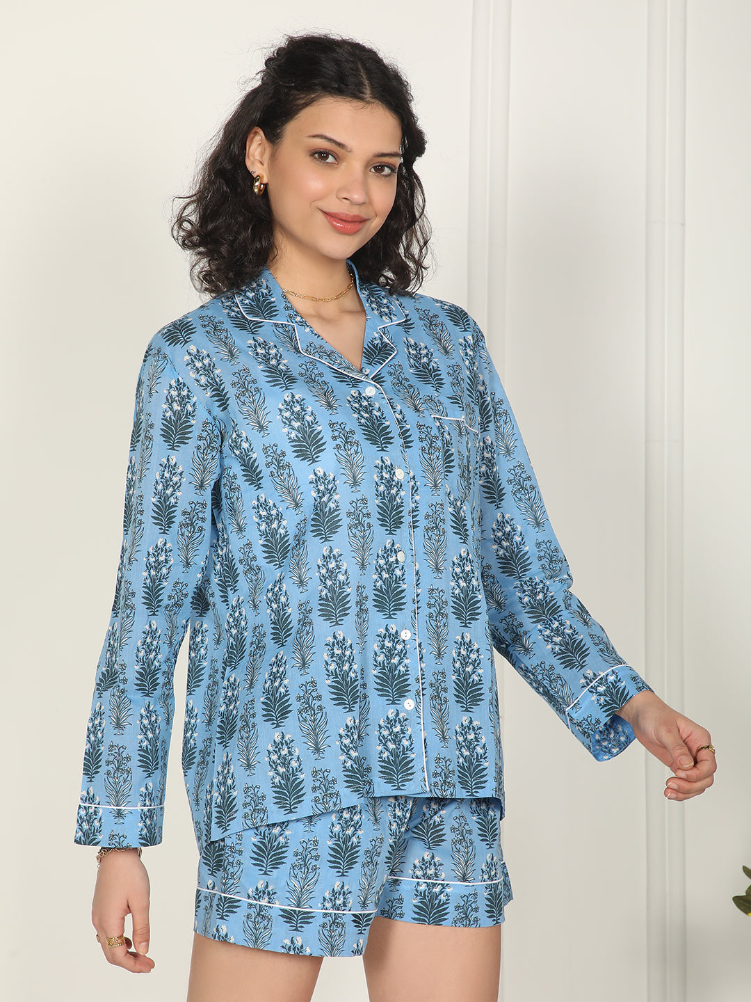 Ocean breeze set - Blue printed cotton loungewear set