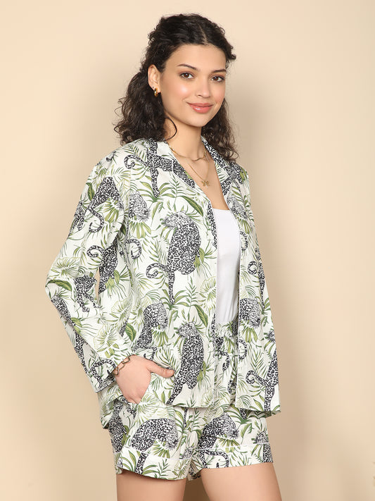 Leopard print tropical loungewear set
