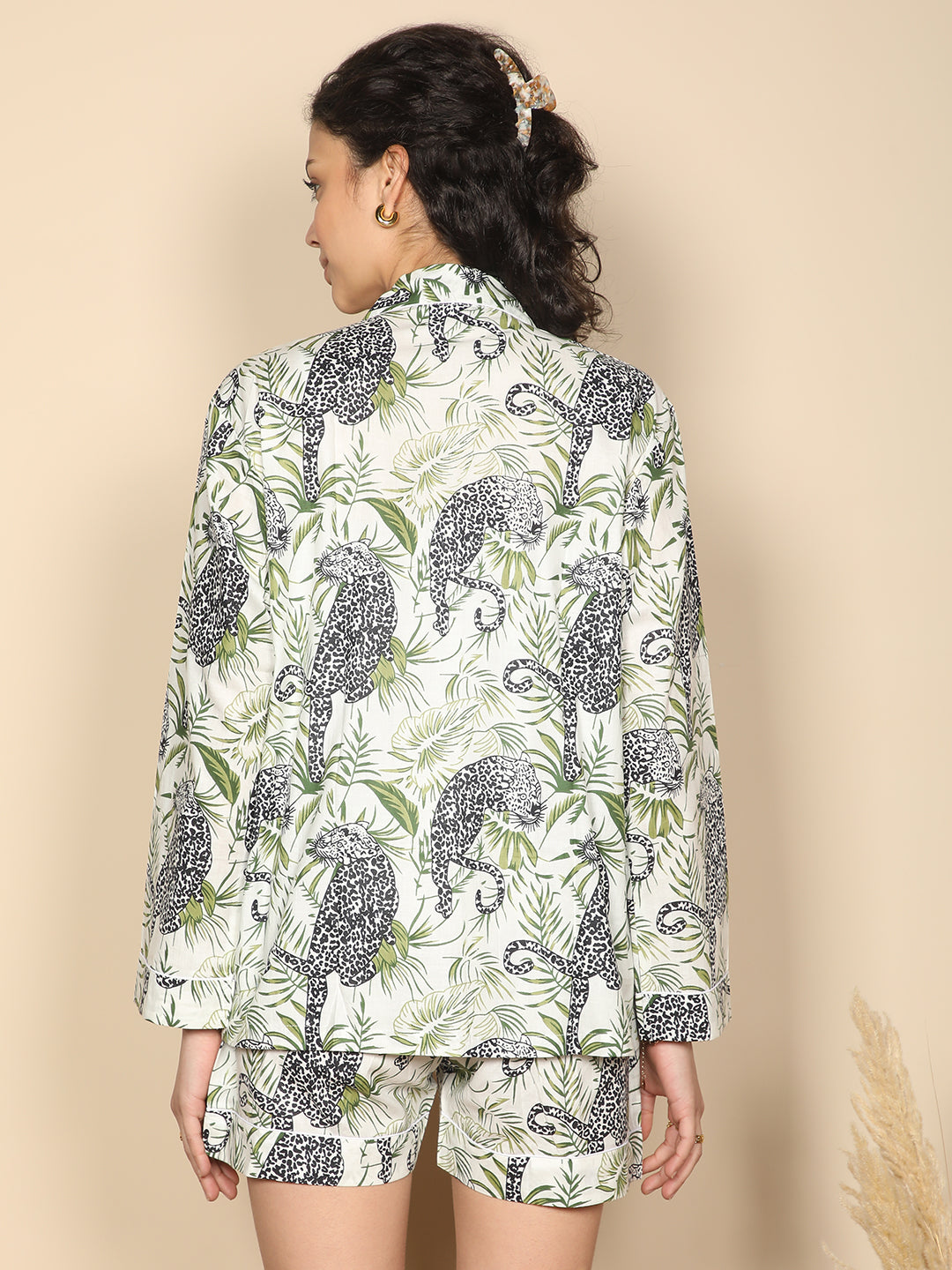 Leopard print tropical loungewear set
