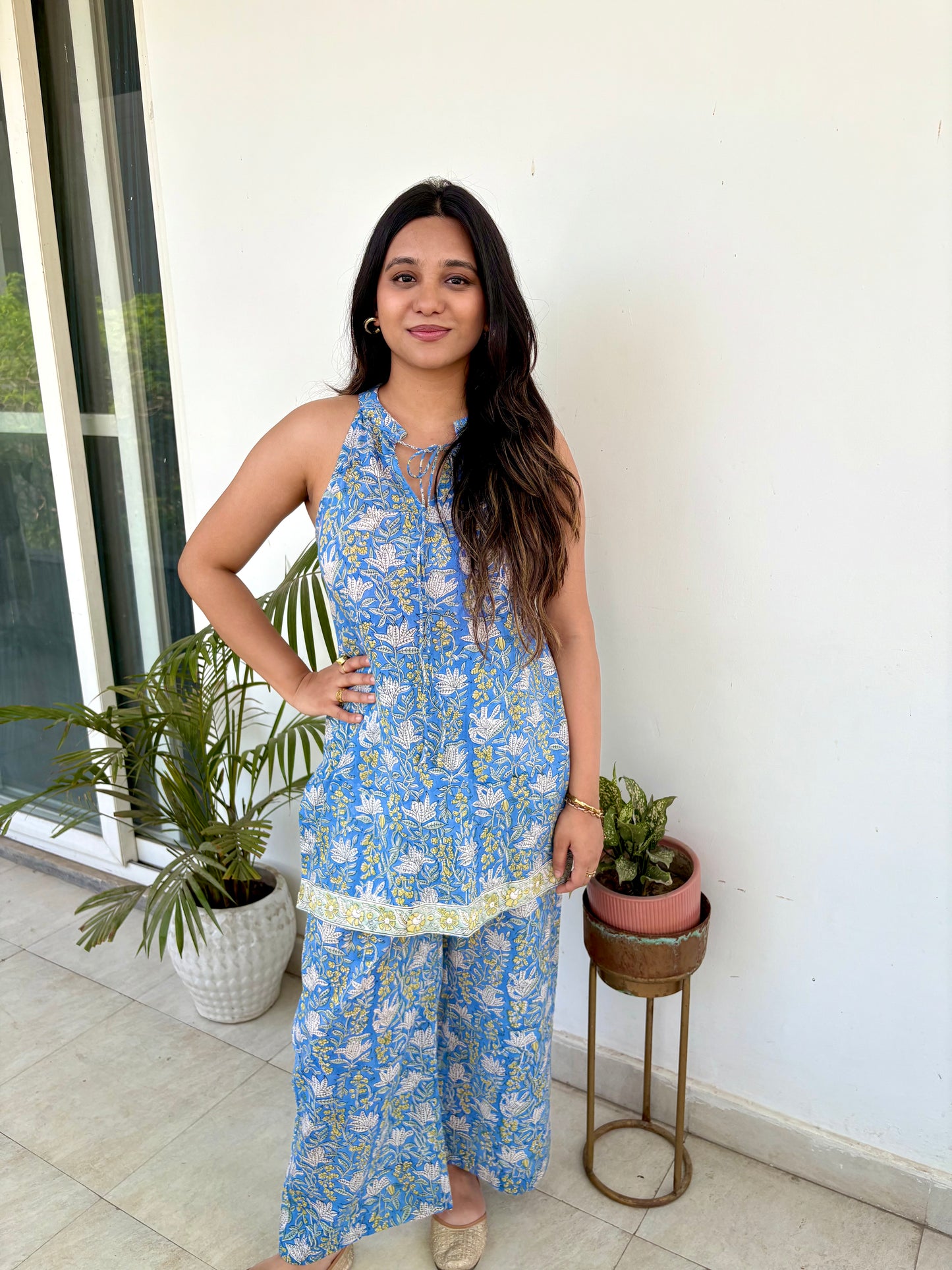 Halter tie mulmul co-ord set