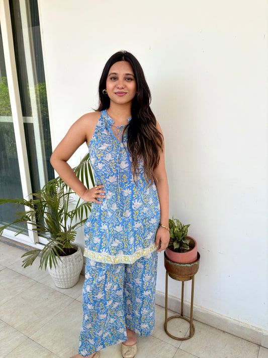 Halter tie mulmul co-ord set