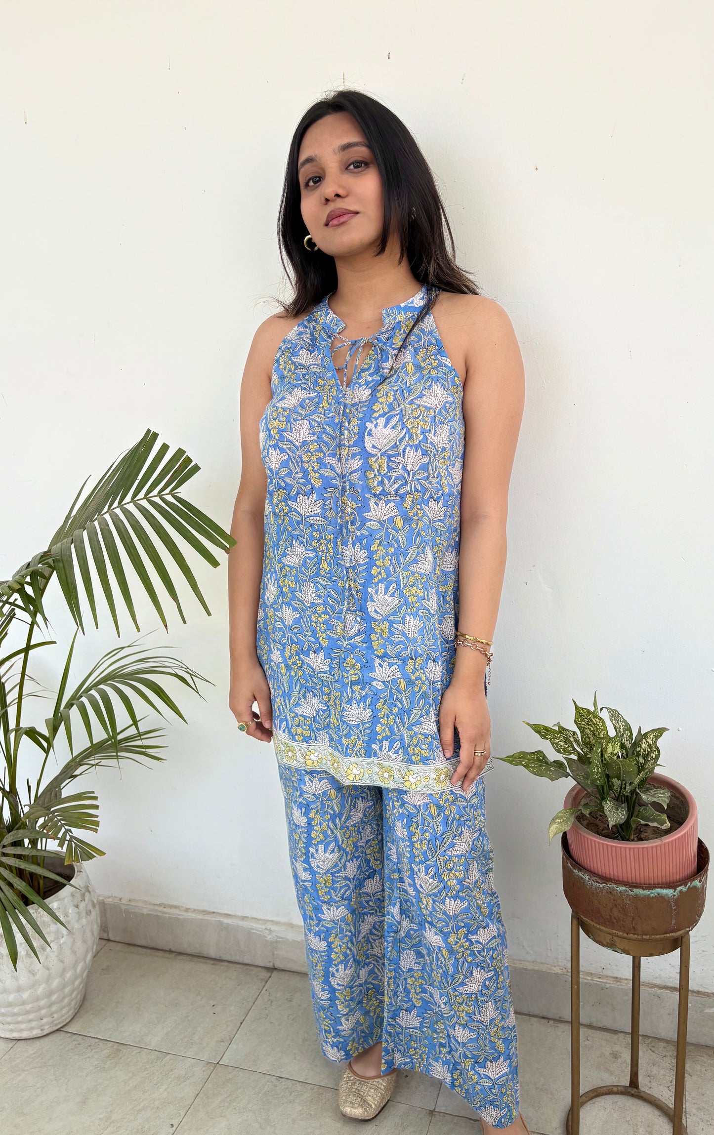 Halter tie mulmul co-ord set